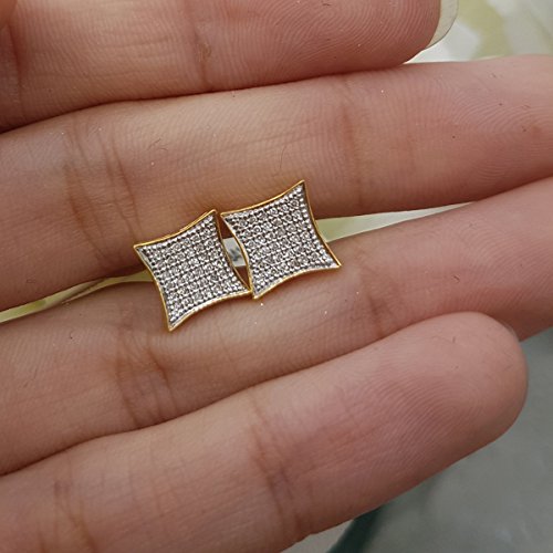 Dazzlingrock Collection 0.20 Carat (ctw) Round White Diamond 8.5mm Hip Hop Iced Out Studs in 14K Solid Yellow Gold, Unisex Design Ladies, Mens Real Diamond Earrings4