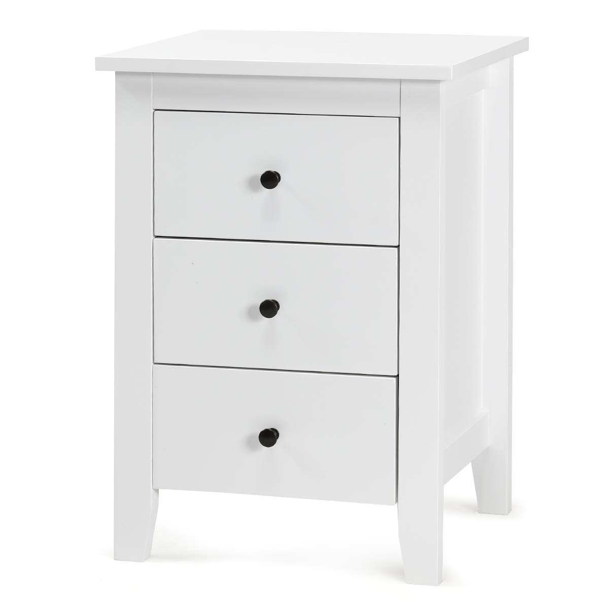 COSTWAY Mesita de Noche con 3 Cajones, Cajonera Moderna Dormitorio, Mesita Auxiliar de Madera con Cajones, Mesilla de Noche para Sala de Estar Dormitorio, 46 x 37 x 65 cm