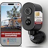 PetTec Cam Free 4G Überwachungskamera [4G/LTE OHNE WLAN] mit Akku & Schwenk Funktion - Outdoorkamera 3MP Ultravision, Bewegungserkennung, 15m Nachtsicht IP65 Flutlicht Sirene, Rückfahrkamera