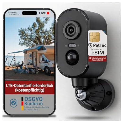PetTec Cam Free 4G Überwachungskamera [4G/LTE OHNE WLAN] mit Akku & Schwenk Funktion - Outdoorkamera 3MP Ultravision, Bewegungserkennung, 15m Nachtsicht IP65 Flutlicht Sirene, Aussenkamera ohne WLAN