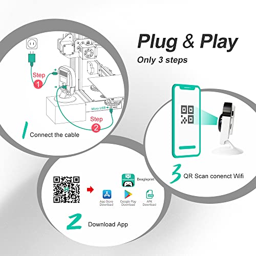 Mintion Beagle 3D Printer Camera,Mobile Remote Monitoring,360-Degree Rotation,App Link Wifi Control,Auto Backup Time-Lapse Video,32G Storage,Compatible With Most 3D Printing Machine #TOP1
