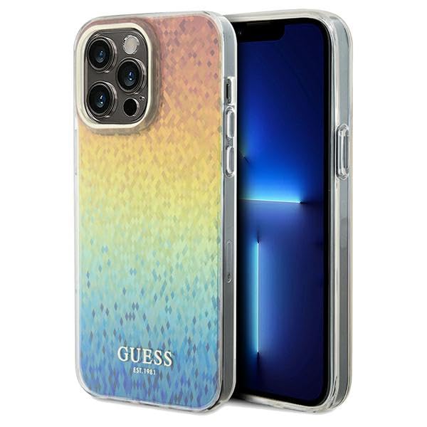 Guess GUHCP13XHDECMI Coque pour iPhone 13 Pro Max 6,7" Multicolore Coque Rigide IML Faceted Mirror Disco Iridescent