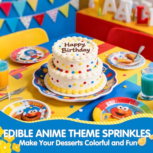 Image of Colorful Round Confetti Sprinkles,Edible Cake Decorations for Baking,130g,Red Blue Yellow and White Sugar Sprinkle,fancy baking Cupcakes Cookie Donuts Ice Cream Toppers,Duck Themed Desserts,Birthday,Children's Party Supplies
