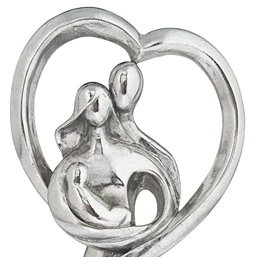 Estatua familiar corazón brillo plateado 11.5 pulg miniatura 2