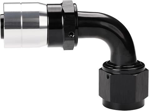 10AN Crimp Hose End Fitting Swivel 90 Degree Elbow Aluminum Black