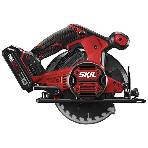SKIL 20V 6-1/2 Inch Cordless Circular Saw, Includes 2.0Ah PWRCore 20 Lithium Battery and Charger - CR540602