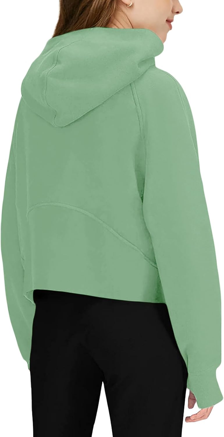 Girls' Hoodies Sweatshirts Kids Half Zipper Pullover Crop Tops 5-14 Years