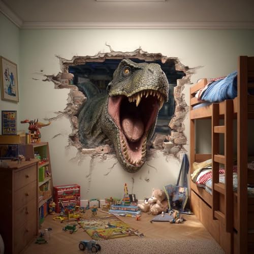 Vinilo decorativo de pared T-Rex 3D para habitación infantil