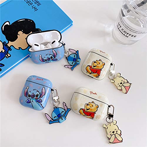 Soft Tpu Case With Charm And Keychain For Apple Airpods 1 2 1St 2Nd Generation Model Yellow Winnie The Pooh Bear Laugh Cute Lovely Adorable Kawaii Girls Kids Boys #TOP2