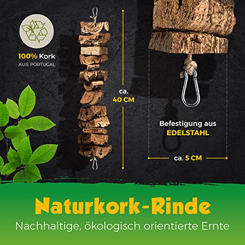 Vogelschaukel zum Knabbern aus Korkrinde | 40cm | Spielzeug für Vögel | Naturmaterial Kork – Bild 5