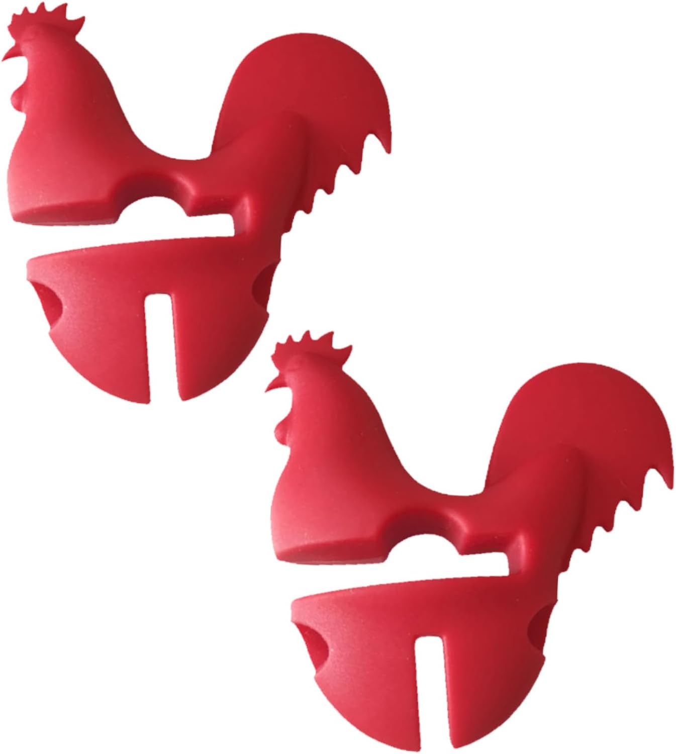 2pcs Silicone Pot Lid Holders Creative Rooster Shape Cooking Spilling Lid Lifters for Kitchen Use Keep Elevated and Prevent Overflow Red