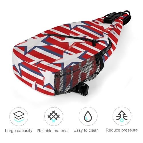 Mochila tipo sling con bandera rayas estrellas blanca miniatura 5