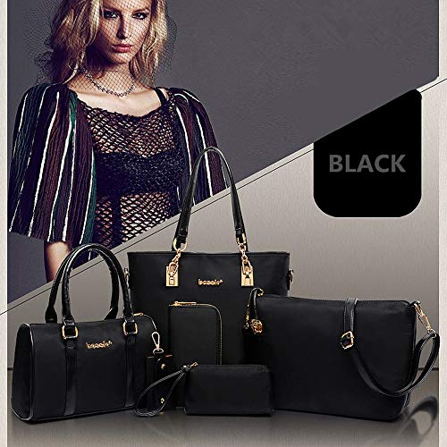 Set de 6 Bolsos de Nylon para Mujer Tote y Cartera miniatura 2