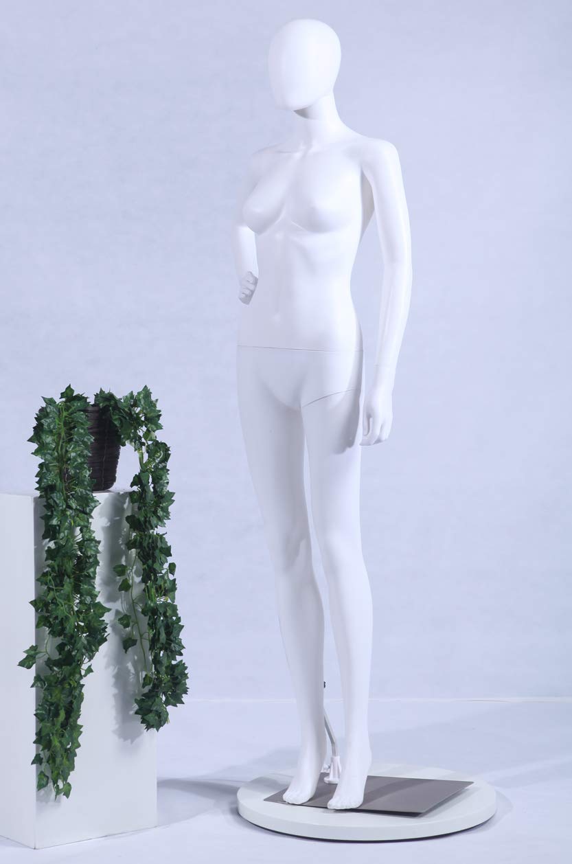 FC-11W Frau Schaufensterpuppe matt weiß ohne Gesicht Arme und Kopf 360 Grad drehbar Schaufensterpuppe Female Mannequin Egghead (Frau)