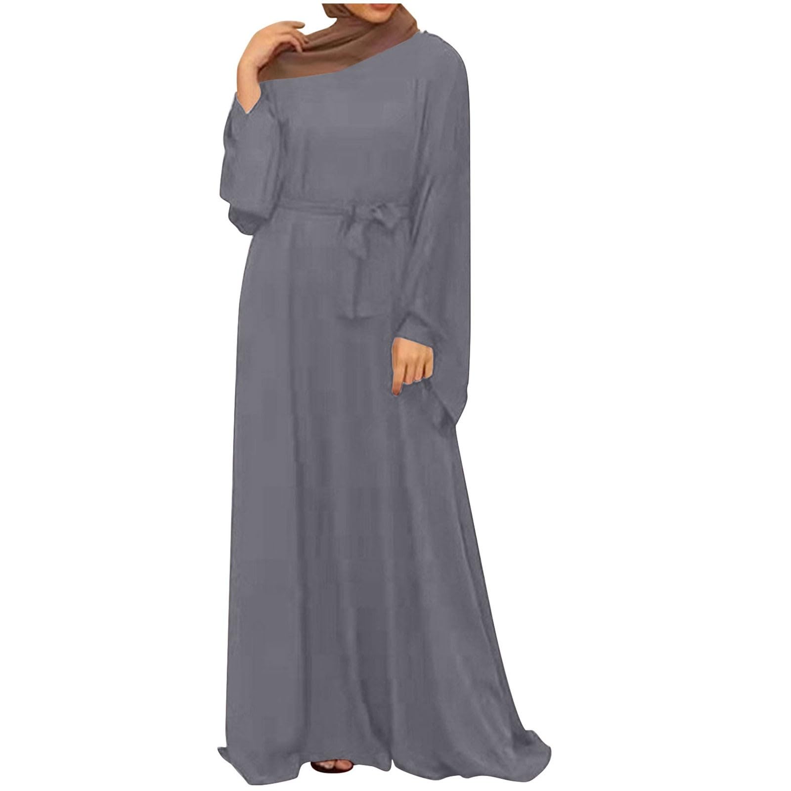 GenericAbaya Plus Size Long Sleeve Button Down Abaya Casual Dress Dubai Outfits