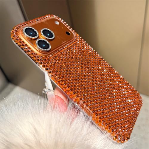 Coque arrière brillante iPhone 14 Pro Max orange à paillettes rigide - 6