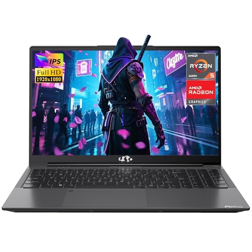 NIMO 15.6" FHD Gaming Laptop, 16GB DDR5 RAM 1TB SSD, 6-Core AMD Ryzen 5 6600H (Beats i7-1165G7), Radeon 660M GPU, 100W PD Fast Charging, Backlit Keyboard, Fingerprint, for Business, School & Gaming