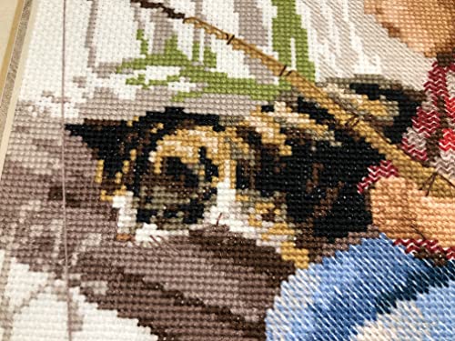 Riolis 1470 - Let's Go Fishing - Counted Cross Stitch Kit 12" X 12" 14 Count White Aida 24 Colors #TOP3