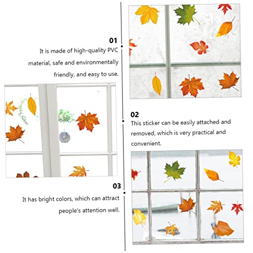 Alipis 2pcs Thanksgiving Decor Leaf Stickers PVC Window Decal Autumn Kitchen Decor Easy Peel and Stick Wall Art - Image 4