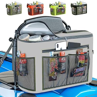 TidyFriend Kayak Cooler Behind Seat, Waterproof Cooler for Kayaking, Kayak Accessories Cooler Bag, Compatible with Lawn Chair Seat, Portable Ice Chest, Keeps Drinks Cold, Travel, Beach, Lunch (Grey)