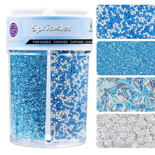 Winter Sprinkles for Cake Decorating 8 oz, Blue and White