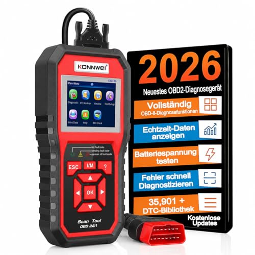 KONNWEI KW850 OBD2 Diagnostic Auto Valise Voiture,OBD Diagnostique Français Auto Multimarque, Lecteur de Code d'erreur de Moteur, Valise Effacer Defaut...