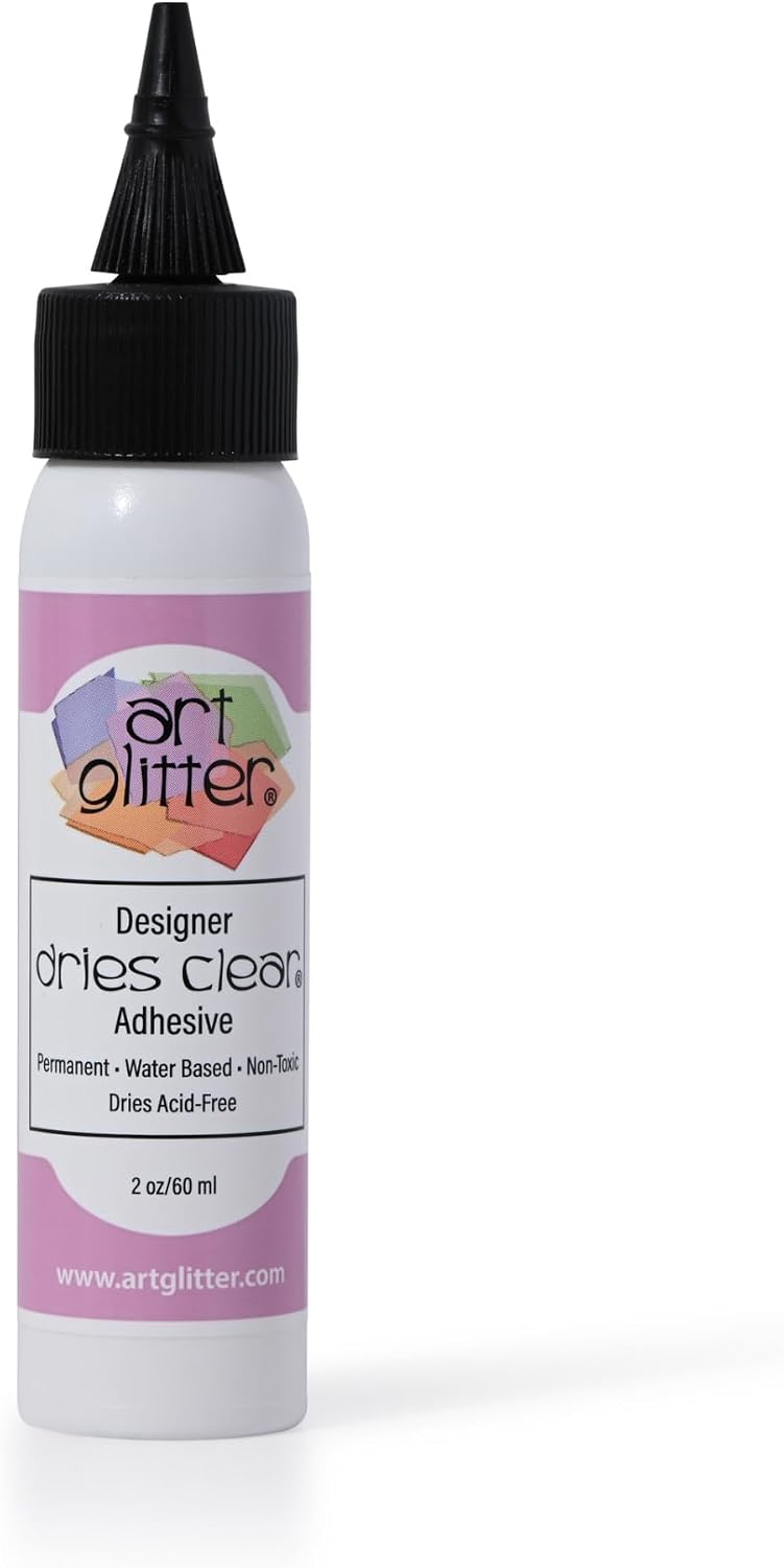 Art Institute Glitter Designer Dries Clear Craft Glue, 2oz Bottle – Acid-Free Precision Glue for DIY Crafts