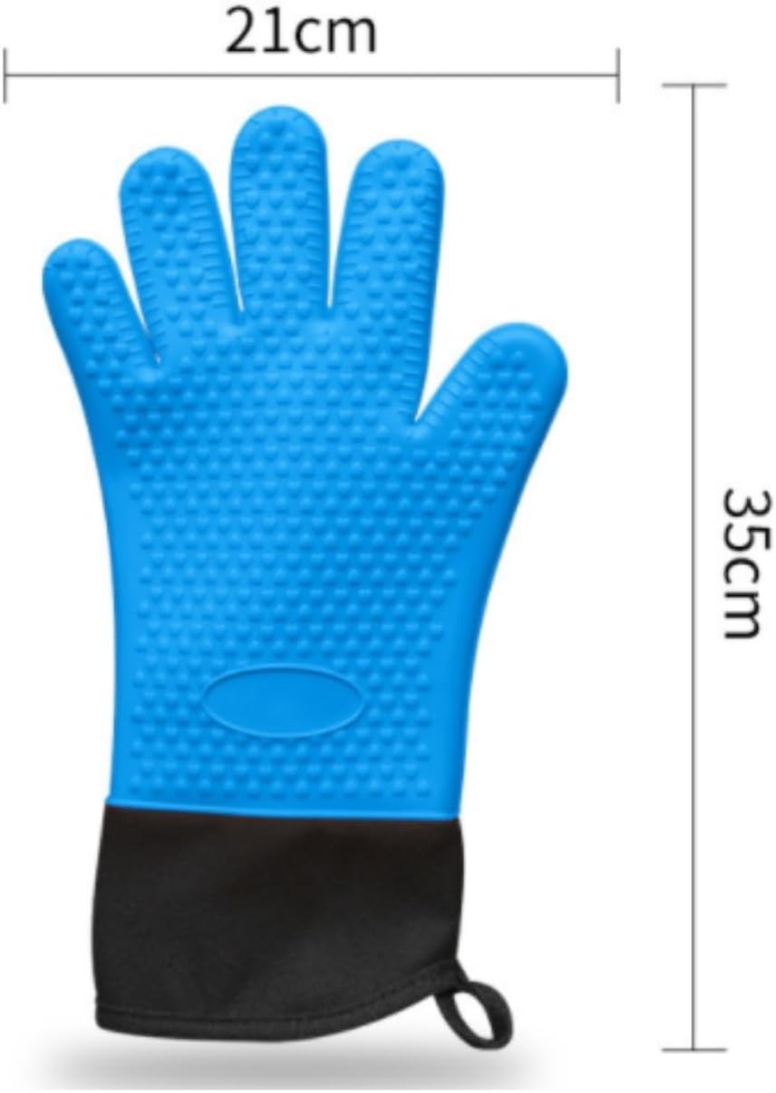 キッチン用オーブングローブミット 1ペア フルフィンガーオーブンミット 快適なクッキンググローブ シリコン電子レンジオーブンミット(