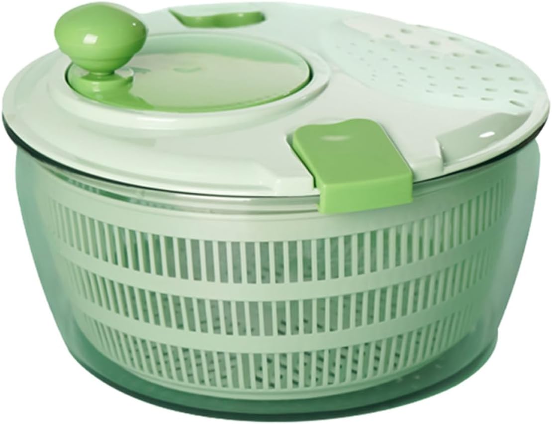 Manual Salad Washer Dryer, 4l Green ABS Plastic Basket