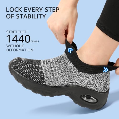 Image of HKR Women's Walking Shoes with Arch Support Lightweight Slip On Sneakers for Plantar Fasciitis