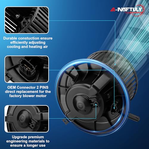 Image of AC Blower Motor with Fan Fits for Volkswagen VW Jetta GTI Golf Eos Tiguan CC Rabbit Passat, 2006-2013 Audi A3, HVAC Heater Blower Motor, Replace 700182, 1K1-819-015