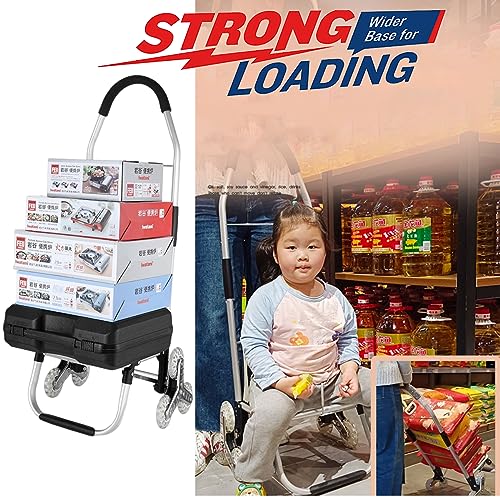 SADOMAIN Aluminium Einkaufstrolley Treppensteiger, Tragfähigkeit 60 kg, Trolly Einkaufswagen Klappbar mit 6 Räder und Abnehmbare Tasche 60L, Wasserdicht (A) – Bild 5