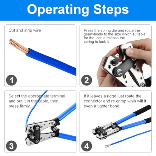pinces à sertir + 60 cosses kit awg 10 0, 6/10/16/25/35/50 mm² teeno, pince a sertir cosse electrique pour Électricien