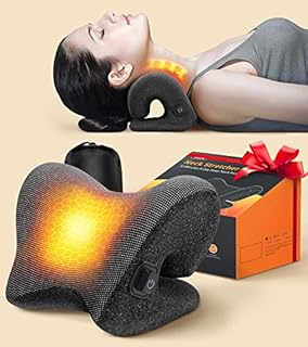 Tinhin 3S Heated Neck Stretcher for 9X Pain Relief, 3X Larger Graphene Heating Area w/Magnetic Therapy Case, Cervical Traction Device Pillow, Neck and Shoulder Relaxer Support for TMJ Spine Alignment