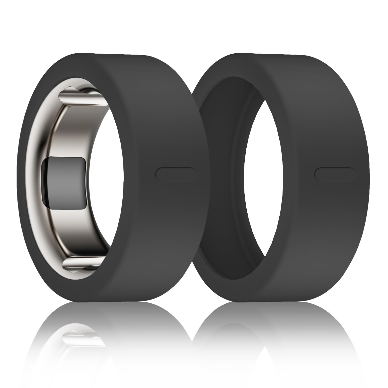BandSmith Silicone Ring Cover Compatible with Oura Ring Protector, Elastic Case for Oura Ring Gen 4/3 Working Out - Patent Protected (Black+Black, M for 11/12/13) โ image 1