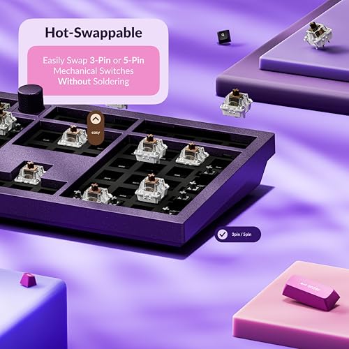 Image of Keychron Q6 Pro Full-Size Wireless Bluetooth Mechanical Keyboard, Full Aluminum, Hot-Swappable Keychron Super Brown Switch, Launcher Programmable, NKRO Knob, KSA PBT Keycaps, Mac /Win /Linux - Purple