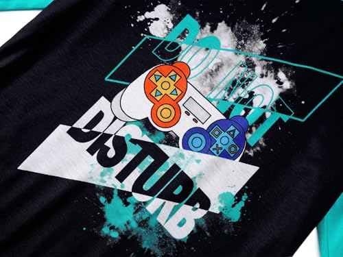 Topgal Boys Girls Pajamas Long Sleeve Sleepwear Trendy Navy Face Tie Dye Checkered 2-Piece PJs Set Comfy Big Kid Size 6-183