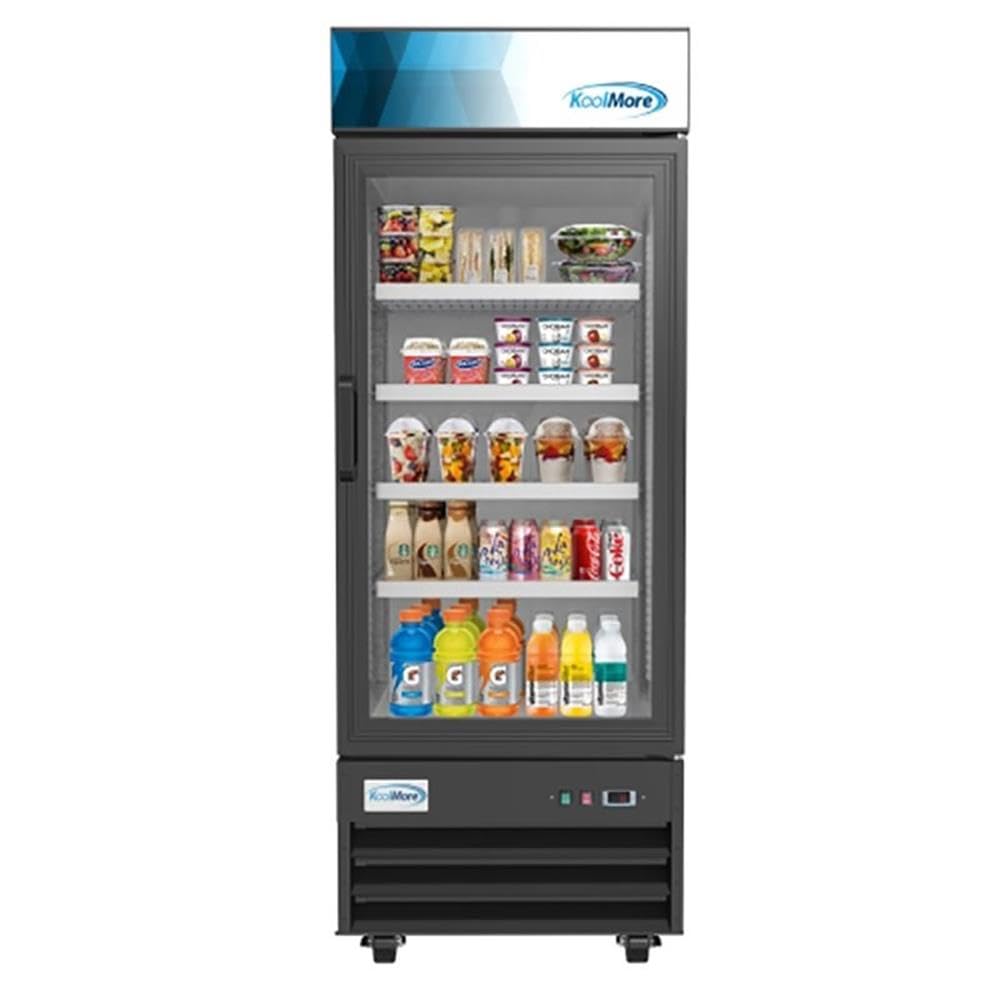 Pemberly Row 1 Door Steel/Aluminum Display Refrigerator Merchandiser in Black on Fridge.com