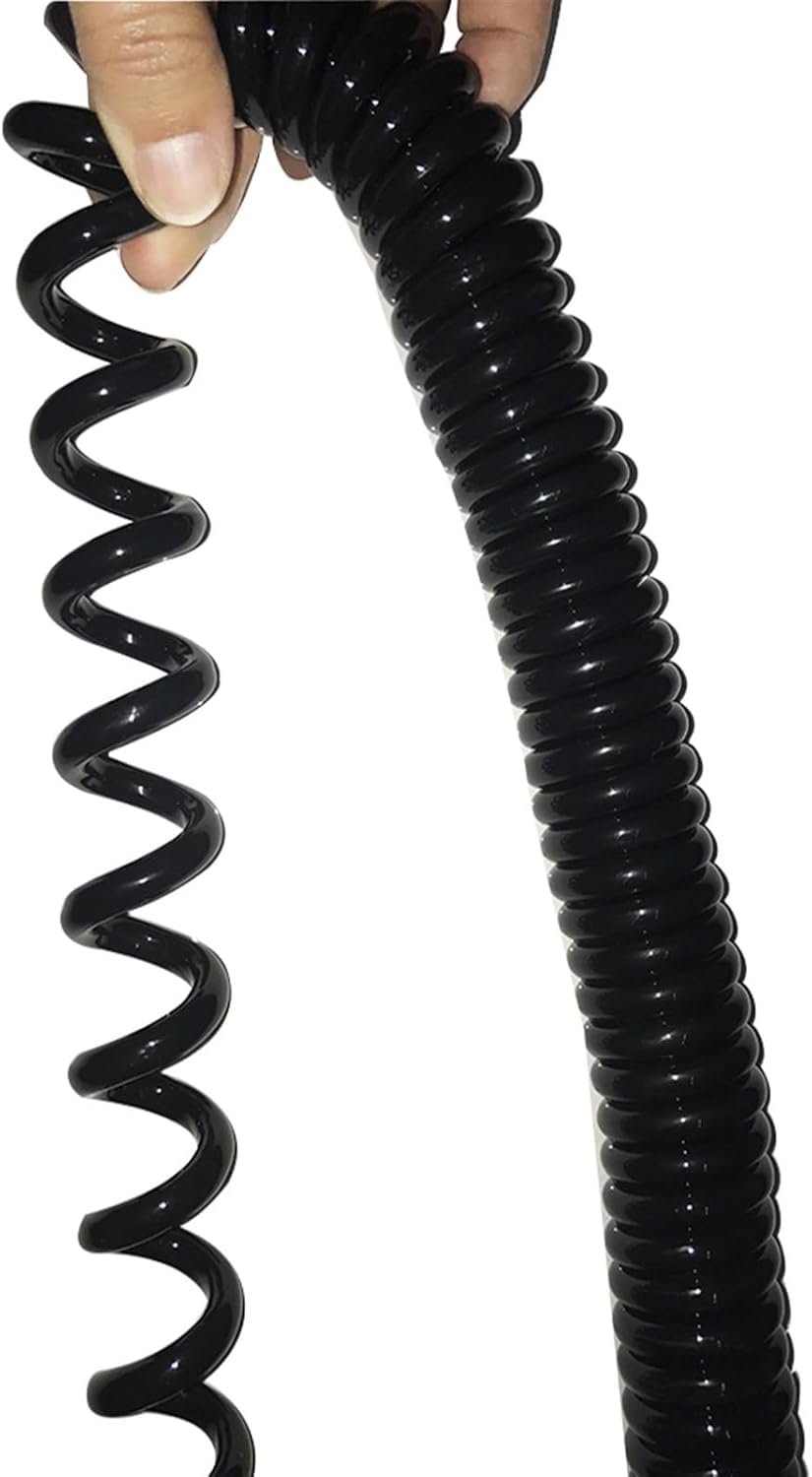 BDAYEK Spring Spiral Cable 20AWG 6 Core Telescopic Power Cord Black Copper Spring Wire Spiral Sheathed Extensible Cable Retractable Coil(Stretch 1.25 meter)