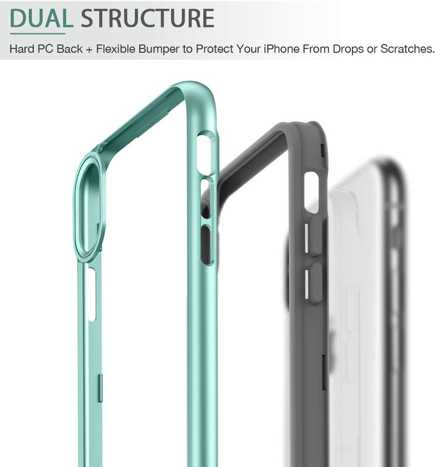 ESR Bumper Hoop Case for iPhone Xs Max, Heavy Duty Armor with Flexible Cushion [Reinforced Camera Protection] [Glass-Back Safe] for 6.5 inch(2018)(Mint Green)