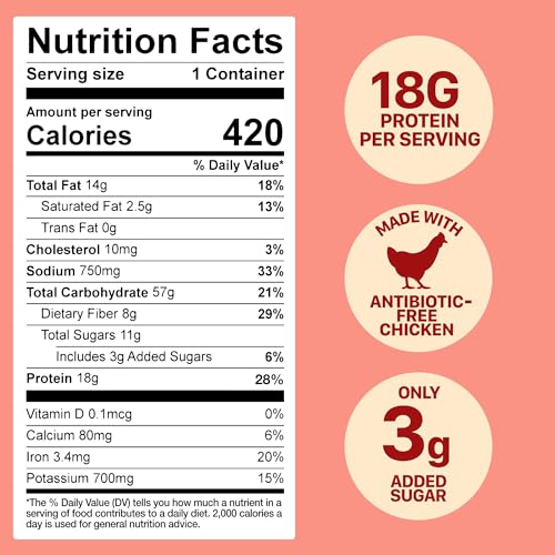 Born Simple Prepared Meals - Ready to Eat Thai Style Chicken Bowl | 18g Protein | 11 Oz (Pack of 3)