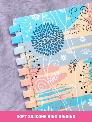Image of DOODLE A5 Ruled Notebook Diary | Soft Ring Spiral Wiro for Comfortable Writing | 160 Pages, 80 GSM | Perfect for School, College & Office Use - Soft Blooms