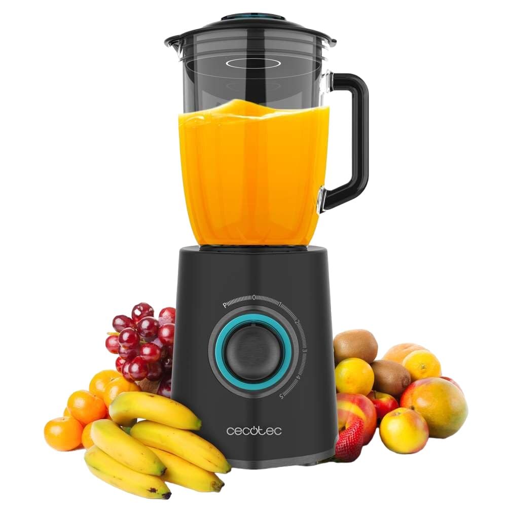Cecotec Mixeur à Smoothie Power Black Titanium 2300MAX Mix Go. Puissance Maximale de 2300W, Capacité de 1,​5L, 5 Vitesses, 6 Lames avec Revêtement en Titane Noir et Pichet Résistant à la Chaleur