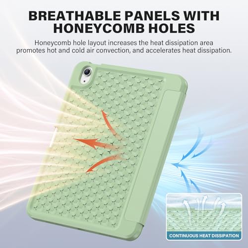 Image of ProElite Smart Flip Case Cover for Apple iPad (A16) 11th /10th Generation (2025 /2022) [with Pencil Holder] [Honey Comb Series] - Matcha Green