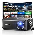 Boldever 1000 ANSI Google TV Smart Projector - 4K Projector with WiFi and Bluetooth, 20W HiFi Speakers Outdoor Movie Proyector, Auto Focus & Keystone Projector for Home Theater Indoor