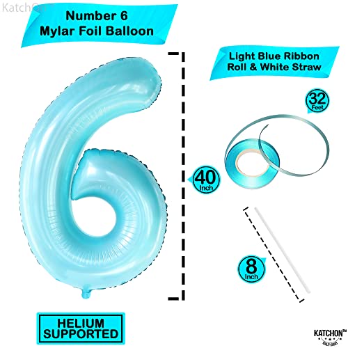 Image of KatchOn Giant Light Blue Number 6 Balloon - 40 Inch, Pack of 1