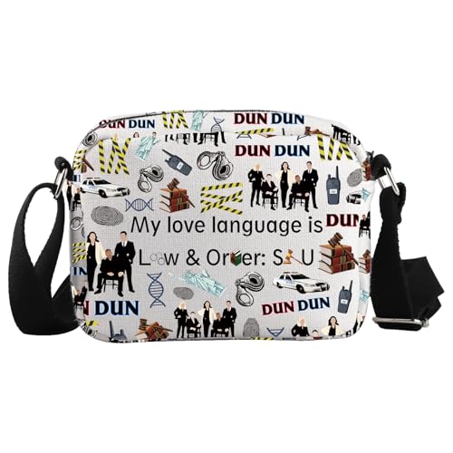 WCGXKO - WCGXKO TV Show Inspired Gift My Love Language Is Law & Order: SVU Zipper Canvas Crossbody Bag (Love Language Cro-s CA)