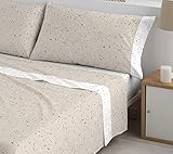 Sibiles - Juego de Sábanas Percal 144 Hilos Poli Algodón Cama 90, 135,150 y 180. OBI (Cama 150 (2 Fundas Almohada), Beige)