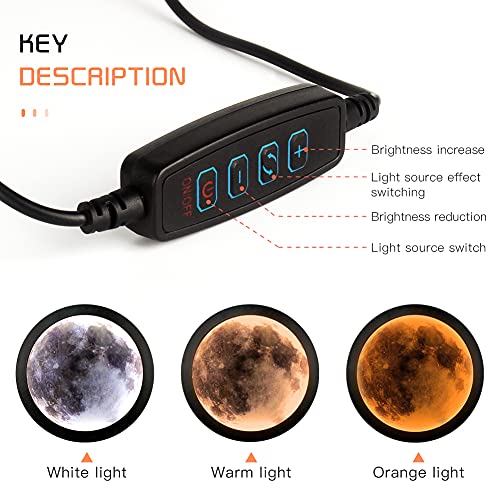 Magic Moon Mirror Decor, Round Wall Makeup Mirror With 3 Brightness Led Lights And 3 Effect Mode, Standing Or Wall-Mounted, Living Room Bathroom Decorative Mirror Home Decorations 9.84 Inch (Moon) #TOP3