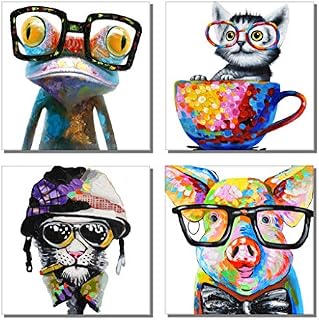 XOTOArt – Animal Picture Cool Wall Art Happy Frog Dog Cat Poster Pig